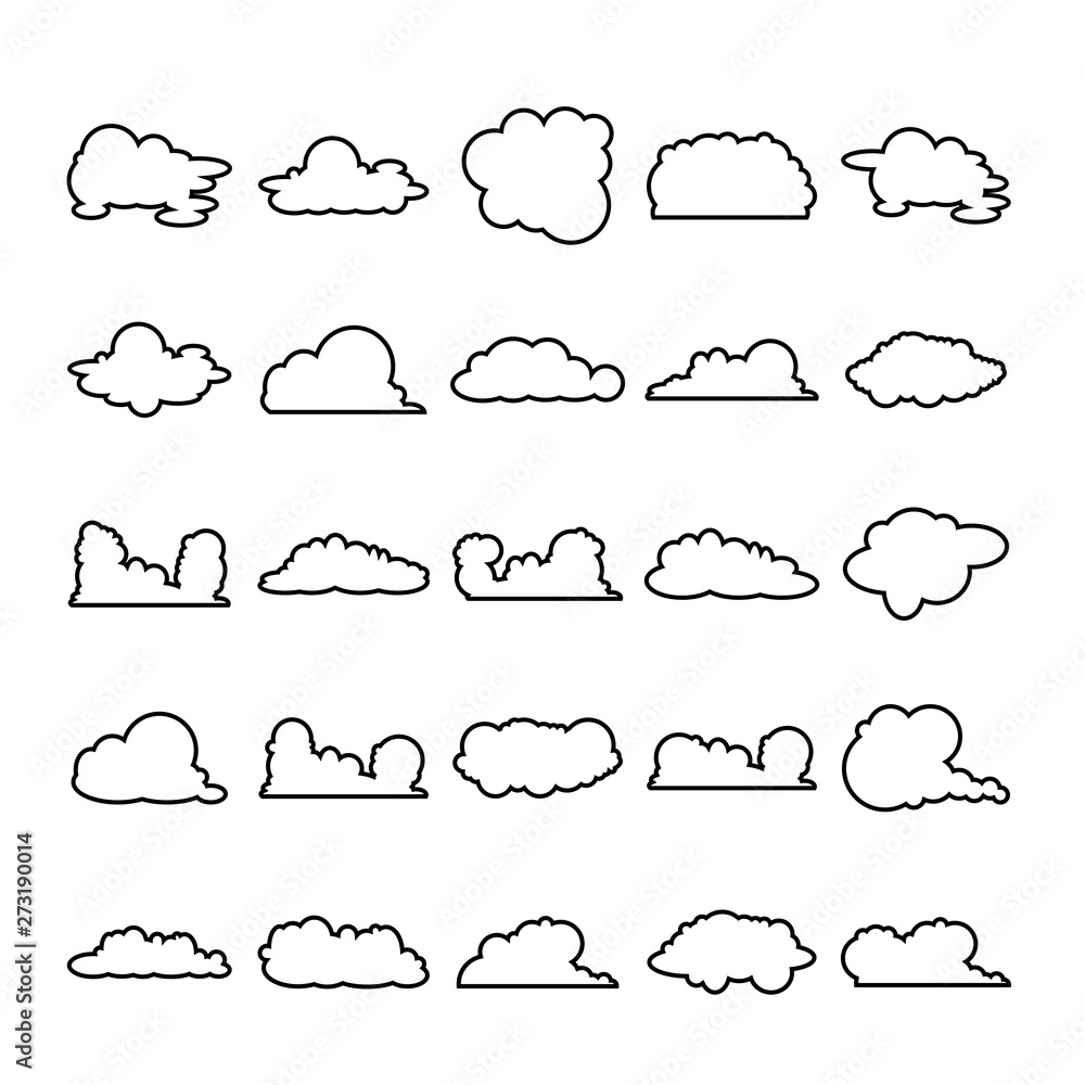 cloud bubble line icons