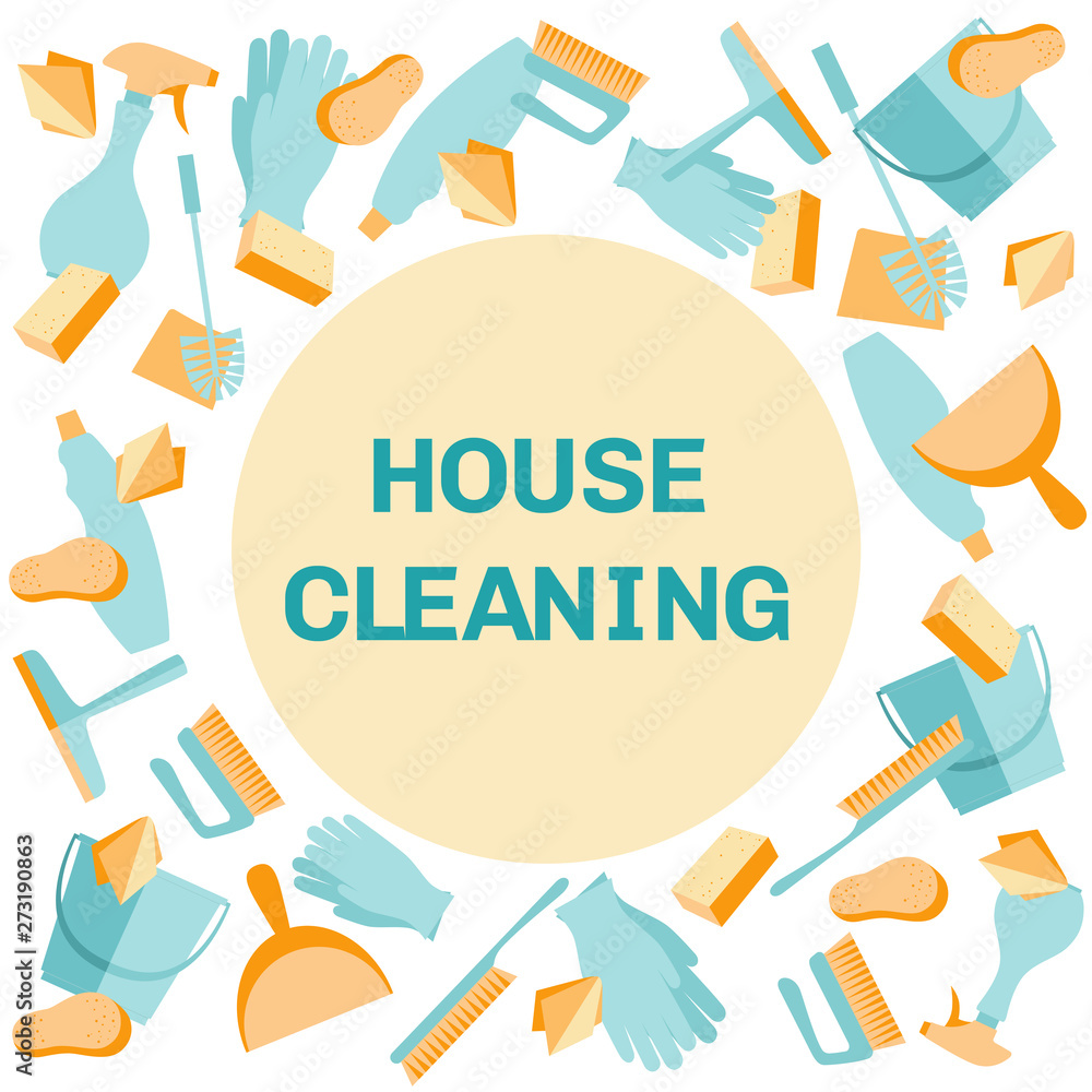 A vector set of house cleaning tools and accessories A vector set of house cleaning tools and accessories