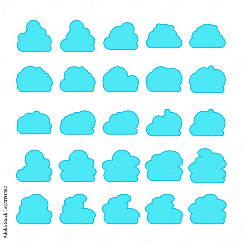 blue cloud shape collection vector