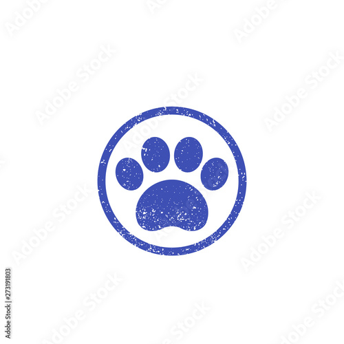 paw print, vector logo with texture