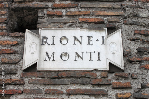 Canvas Print Old district plate in Rome, Italy