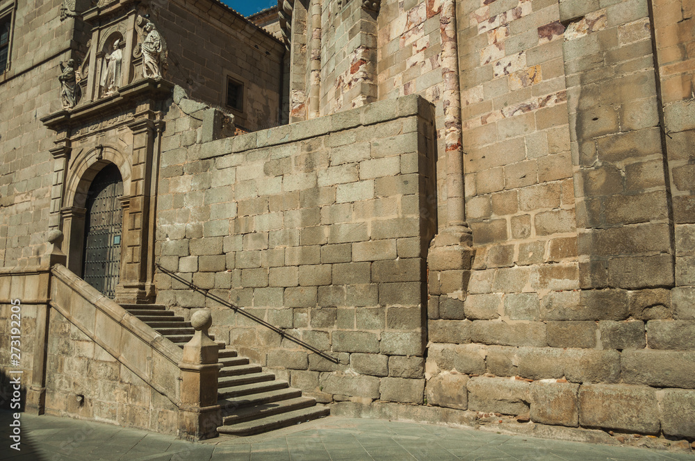 Decorated gateway on top of staircase in a building of Avila