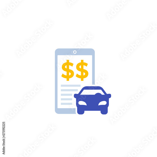 transportation costs, vector icon with smart phone