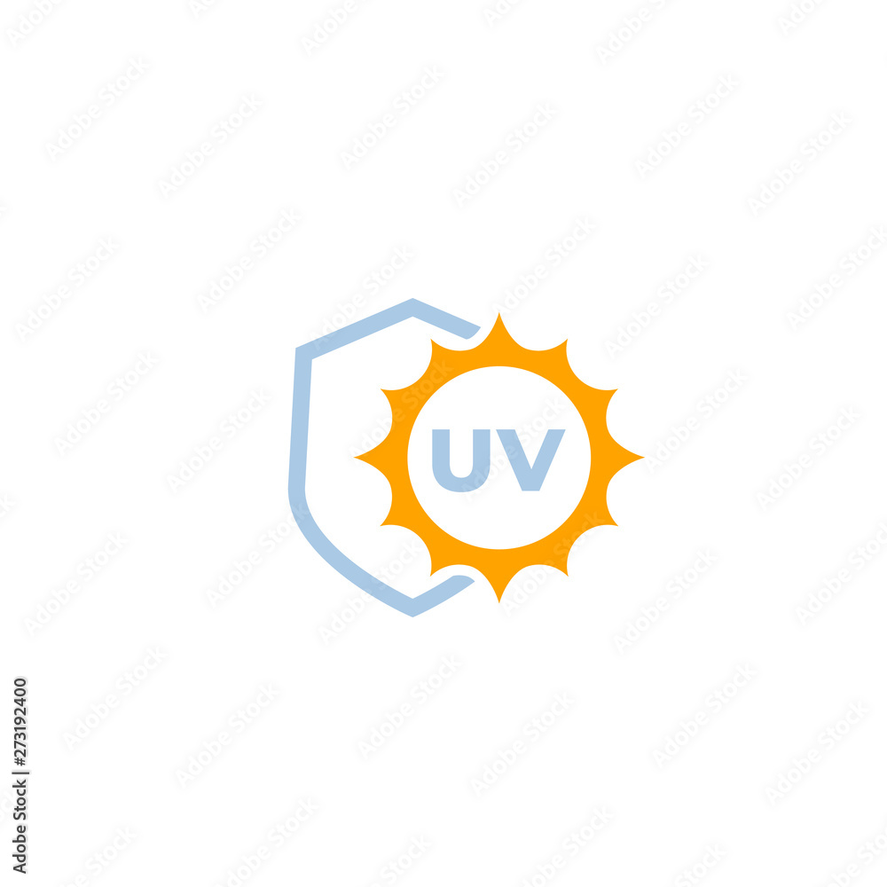 UV protect vector icon with shield and sun