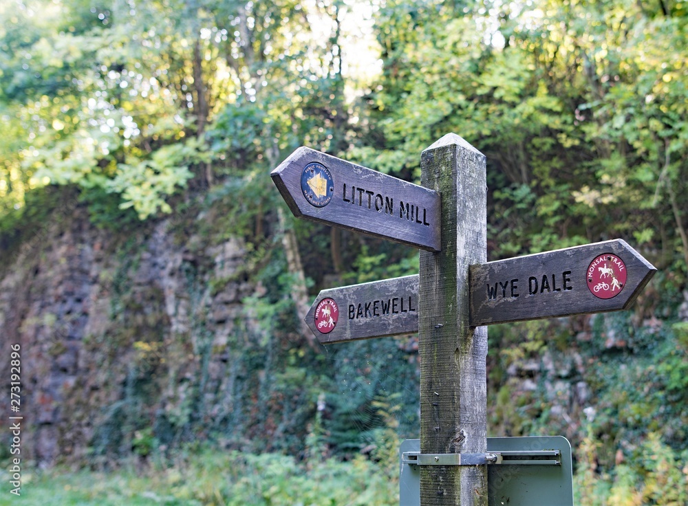 Litton Mill Signage on the Monsal Trail, Derbyshire Litton Mill Signage on the Monsal Trail, Derbyshire