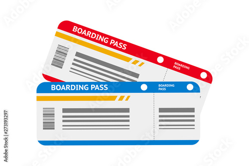 Aircraft boarding pass vector cartoon illustration
