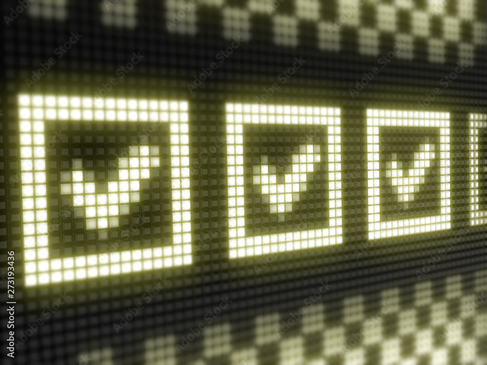 Checkbox. The bright inscription in a light board with big pixel. Checkbox. The bright inscription in a light board with big pixel.