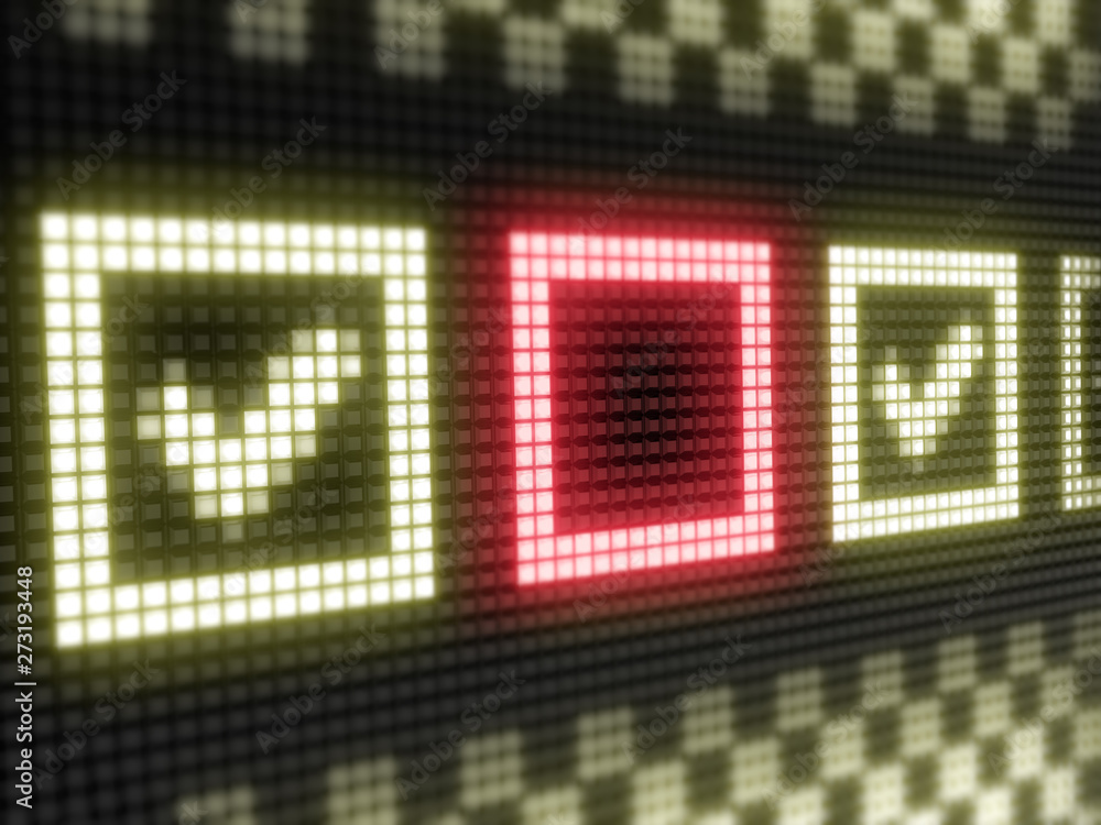 Checkbox. The bright inscription in a light board with big pixel. Checkbox. The bright inscription in a light board with big pixel.
