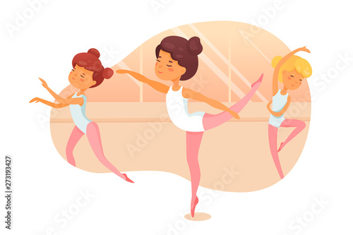 Ballet dancers lesson flat vector illustration