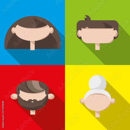 Set of flat avavtars on colourful backgrounds.