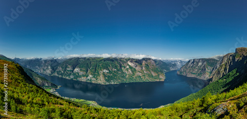Panorama Blick auf den Aurlandsfjord in Norwegen photo