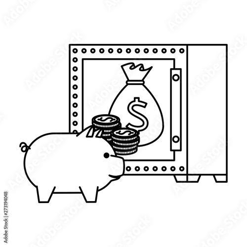 safe box with bitcoin symbol vector illustrator