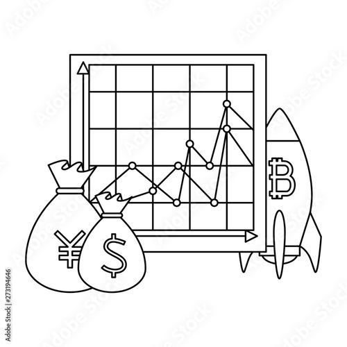rocket launcher with bitcoin symbol vector illustrator