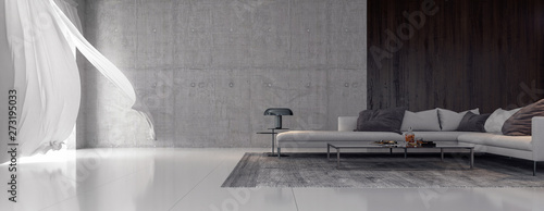 Modern interior design of living room 3D Rendering