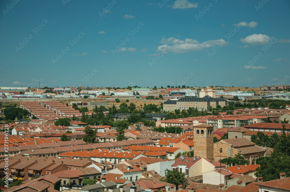 Cityscape and church with belfry at the outskirt of Avila