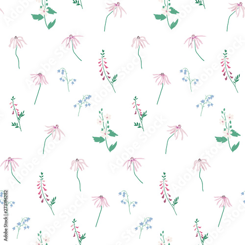 Meadow flowers seamless pattern