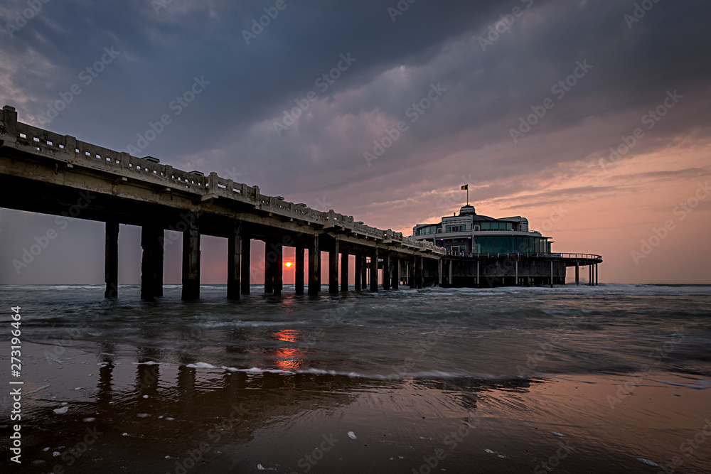 Sunset by the Pier of Blankenberge, Belgium