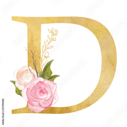 Alphabet set pink roses for wedding invitation or another purpose