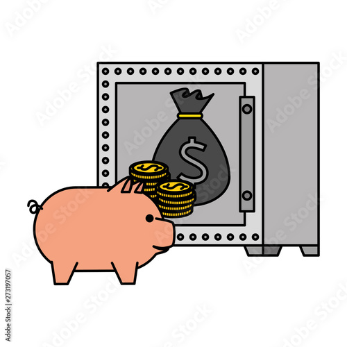 safe box with bitcoin symbol vector illustrator