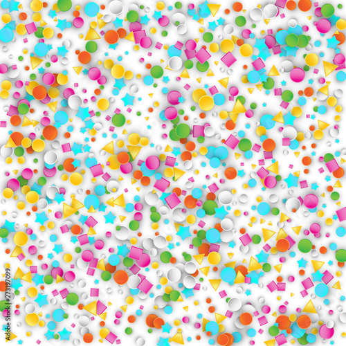 Colored Carnaval Confetti Background with Geometric Shapes