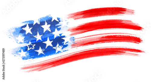 American Flag Painting, brush strokes as a layered vector file