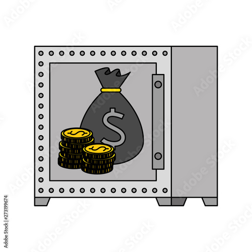 safe box with bitcoin symbol vector illustrator