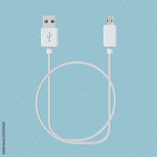 realistic usb cable for device connection vector