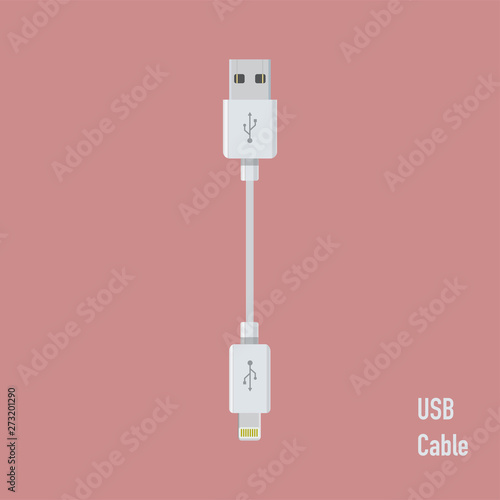 realistic usb cable for device connection vector