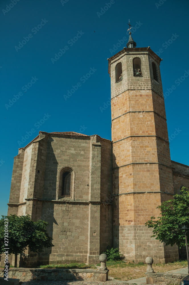 Church bell tower made of bricks at Avila
