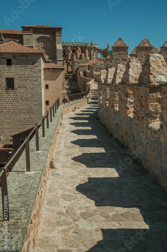 Pathway over wall around the town and Cathedral of Avila © Celli07