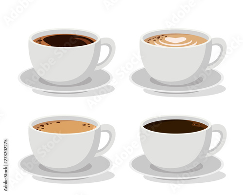 Set of coffee in Cup on a white, isolated.