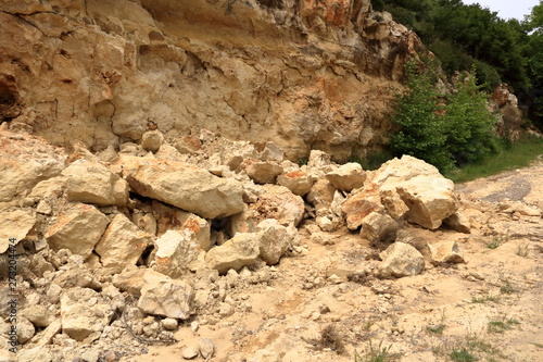 Danger falling rocks in Crete, Greece, Europe