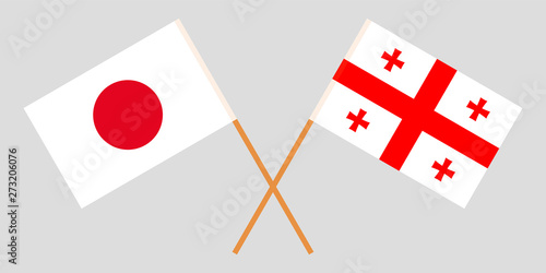 Georgia and Japan. Crossed Georgian and Japanese flags