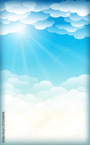 Clouds in the sunlight.Beautiful skies,  cloudy sky vector background illustration.Card or background with heaven and sunny day.Eps10 Vector