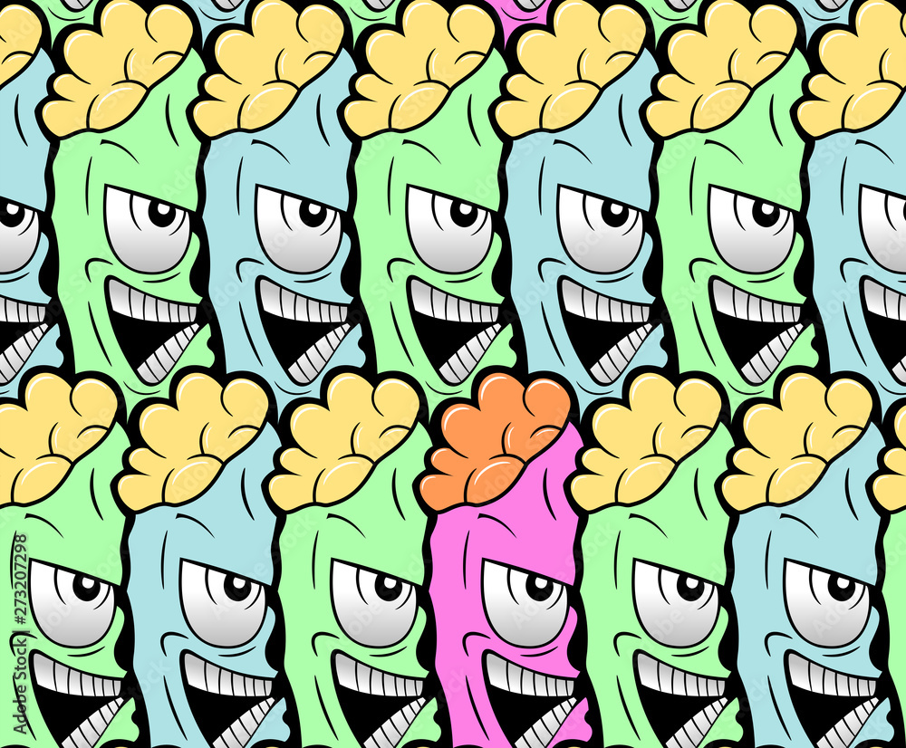 Monster and individuality, background in Escher style