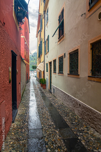 A narrow cobblestone alley (