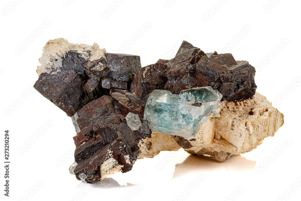 Macro tourmaline mineral stone on white background Macro tourmaline mineral stone on white background
