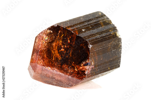 Macro tourmaline mineral stone on white background