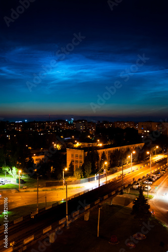 The night sky is shining above the city