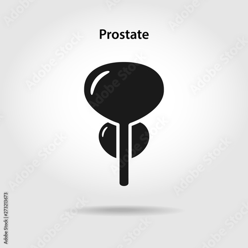 Black icon of prostate in flat style