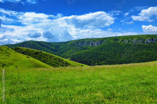 Beautiful landscape with meadows and hills near to Torocko in Transylvania  Romania