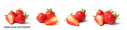 A set of fresh strawberry isolated on white background