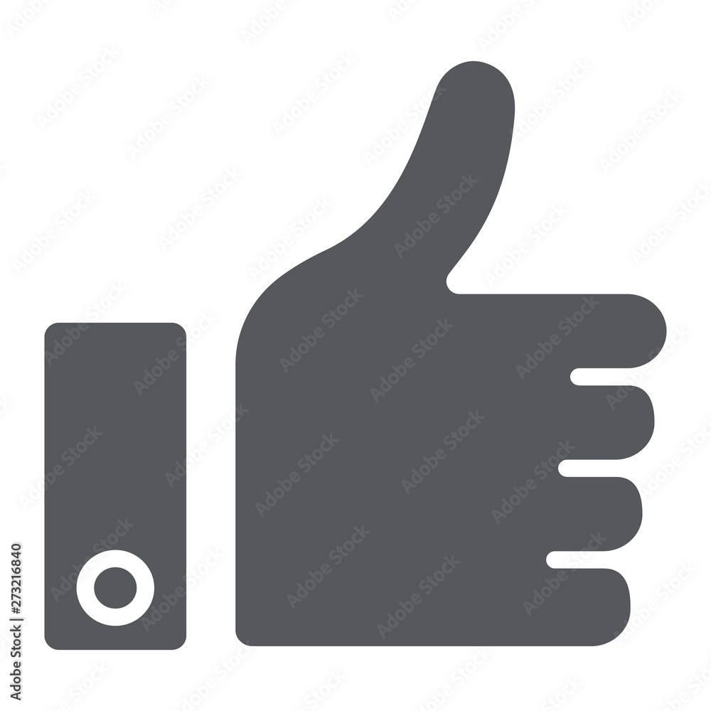 Like button glyph icon, approve and ok, thumb up sign, vector graphics, a solid pattern on a white background. Like button glyph icon, approve and ok, thumb up sign, vector graphics, a solid pattern on a white background.