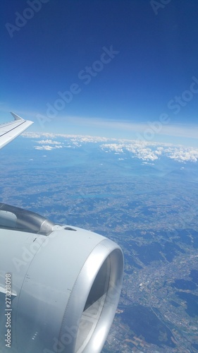 Airplane wing view 