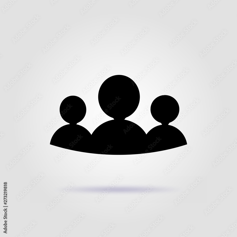 Squad black icon on a gray background with soft shadow Squad black icon on a gray background with soft shadow