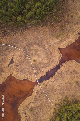 Aerial view of amazing surreal landscape around Valgejarv lake in Estonia