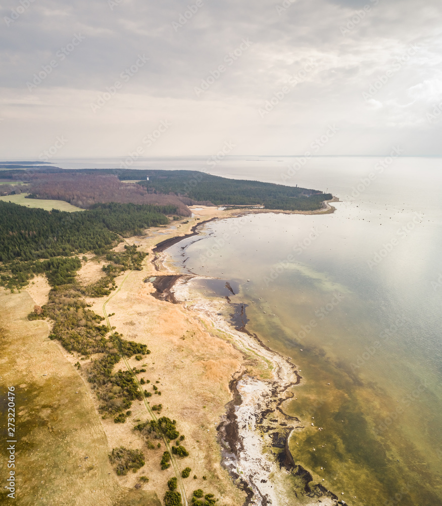Aerial view of coastline of Vormsi island in Estonia Aerial view of coastline of Vormsi island in Estonia