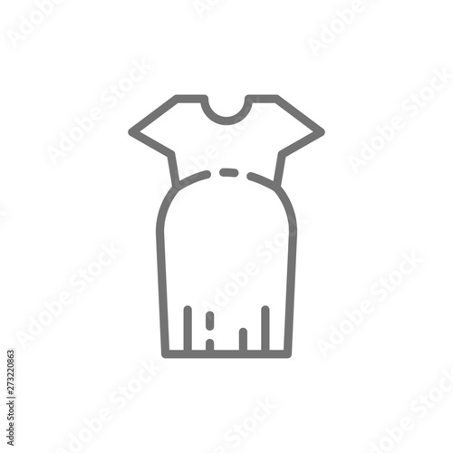 Clothes for pregnant women, oversized dress line icon.