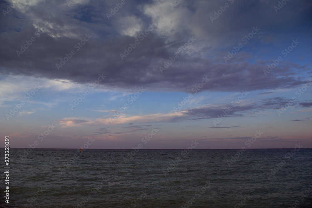 sunset over the sea, clouds, water,nature, horizon,cloudscape,evening, beautiful,