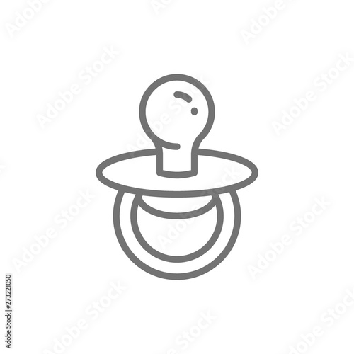 Vászonkép Nipple soother, baby pacifier line icon.